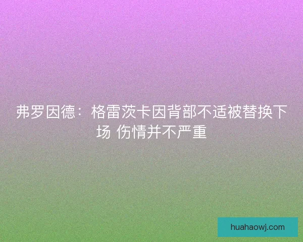 弗罗因德：格雷茨卡因背部不适被替换下场 伤情并不严重